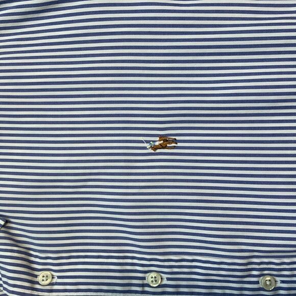 Ralph Lauren Mens Blue Striped Long Sleeve Button Down Dress Shirt 16 1/2-33 - Picture 2 of 10